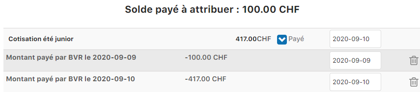 Détails de l'acompte - Vue 1
